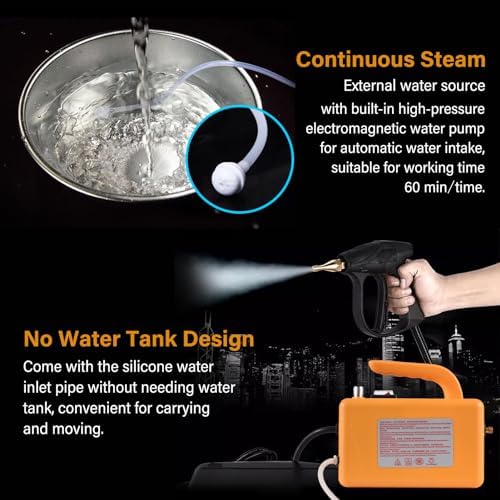 1700W High Pressure Steam Cleaner - Handheld Portable Machine with 3 Brushes for Grout, Tile, Car, Kitchen & Bathroom Cleaning (220V, 2600W Direct Injection)