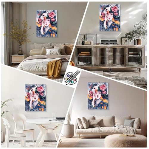Image of HASTHIP Diy Paint By Number Kit Wall Decor Paint Japanese Courtesan Diy Oil Paint Kit With Acrylic Paints & Paint Brush No Framed Canvas Oil 15.7X20 Inches,Multicolor