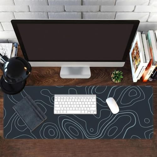 Image of Saco XXL Gaming Mouse Pad for PC - Large Desk Mat 900x400x3mm, Extended Non-Slip Rubber Base, Waterproof Surface, Topographics Design, Big Keyboard Mouse Pad for Office & Home Setup