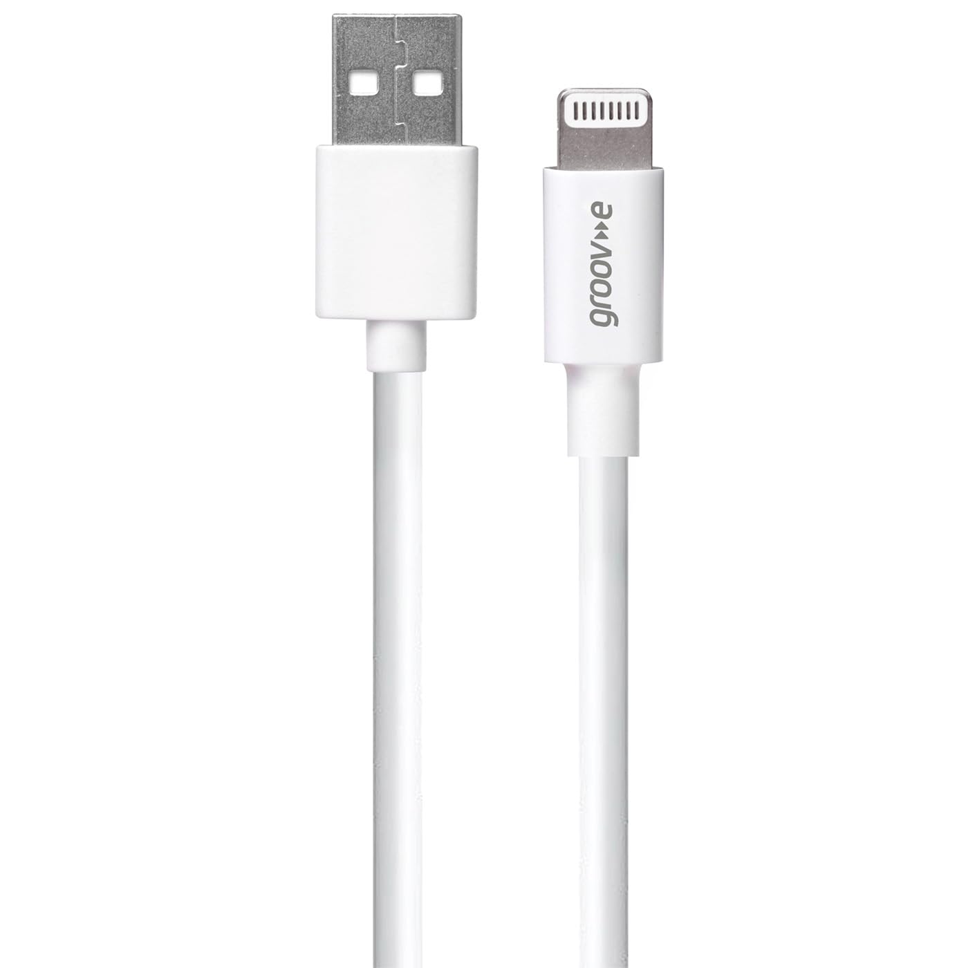 groov e MFI Lightning to USB-A Charging & Data Cable 1M - 2.4A Fast Charge Compatible for Lightning Connector Devices - White