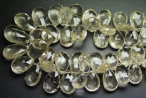 Quartz rutilé doré de qualité briolette poire facettée 12-19.5mm pour bijoux haut de gamme