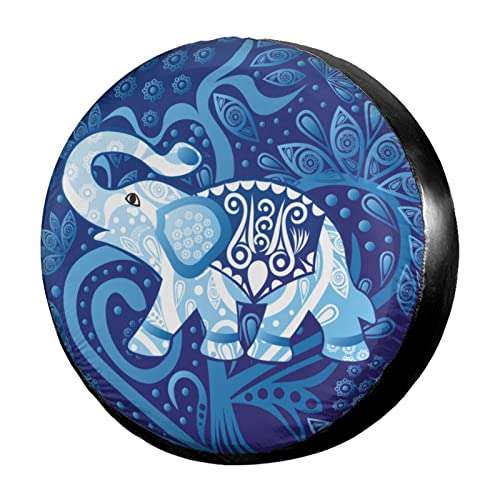 Image of Delerain Blue Elephant Spare Tire Covers Waterproof Dust-Proof Spare Wheel Cover Universal Fit for Trailer, RV, SUV, Truck and Many Vehicle (17 Inch for Diameter 31 inch-33 inch)