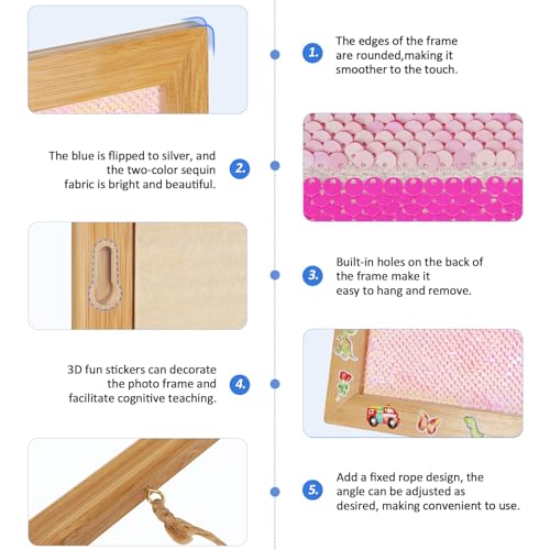 Image of Flenpptly Sensory Wall | Sensory Wall Panel for Kids | Sequin Fabric Sensory Wall | Sequin Sensory Wall Frame | Sequin Flip Fabric | Sensory Wall Panel | Wall Sensory Board (Pink)