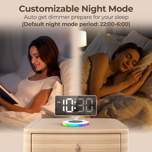 Goloza MIRROR ALARM CLOCK Digital Alarm Clock With Wireless Charging thumb #4