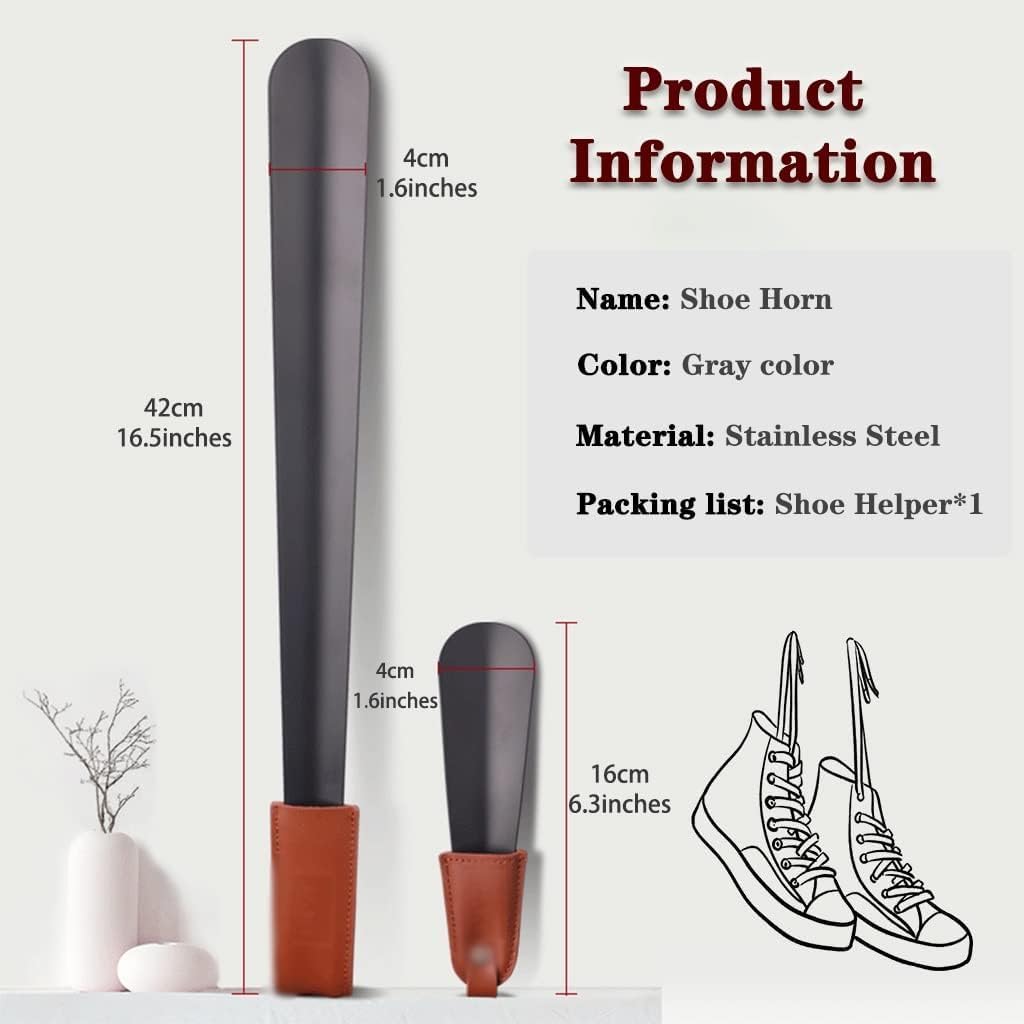 Calzador, Ayudante de Zapatos for Personas Mayores Acero Inoxidable Mate, Cuchara for Mango Largo Duradero, ayudante Viaje con Corto, for Mujeres Embarazadas | Set