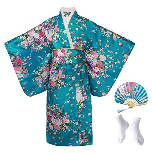 CRFASIBE Japanese Traditional Dress Kimono Robe for Kids Girls Yukata Kimono Anime Cosplay Robe