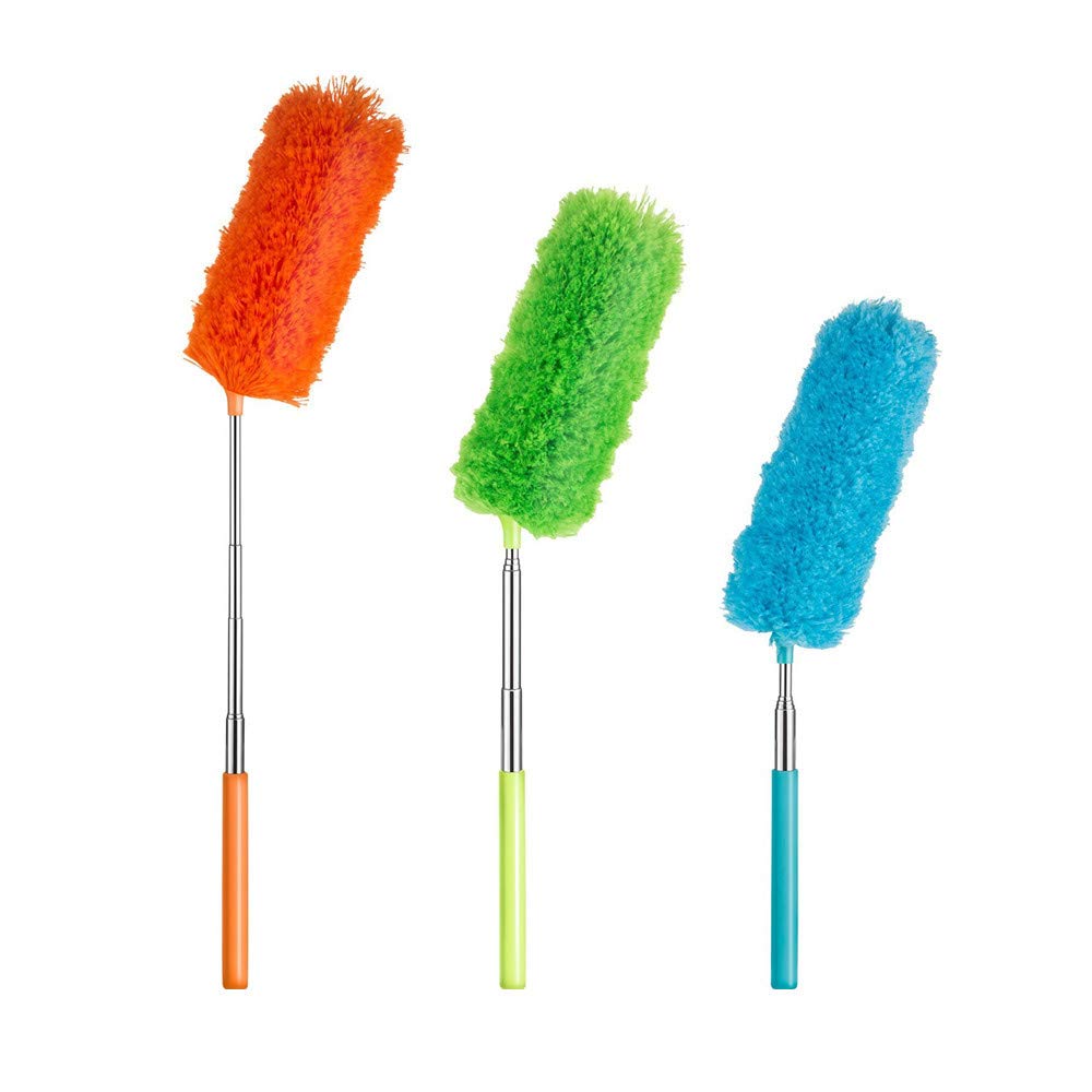 Feather Duster, Dusting Brushes with Telescoping Pole Wahsable Bendable Microfiber Duster for Home Car Office 3packs