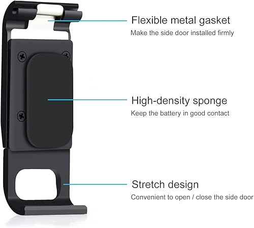 Miniatura 4 de Puerta lateral de repuesto de metal de aleación de fácil carga/cubierta de batería Accesorios para GoPro Hero 8 Negro, adecuado para