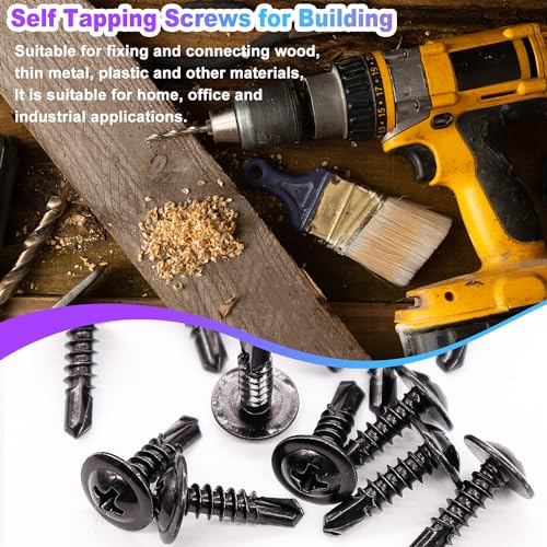 Mxuteuk G023-BT-115 #8 Self Tapping Screws,410 Stainless Steel Self Tapping Screws For Metal,Modified Truss Head Self Drilling Screws(1/2",5/8",3/4",1",1-1/4") Sheet Metal Screws thumb #1