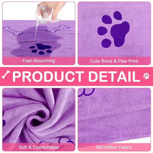 Image of 8 Pcs Dog Towel for Drying, 18 x 28 Inch, Dog Paw and Bone, Sweet Color