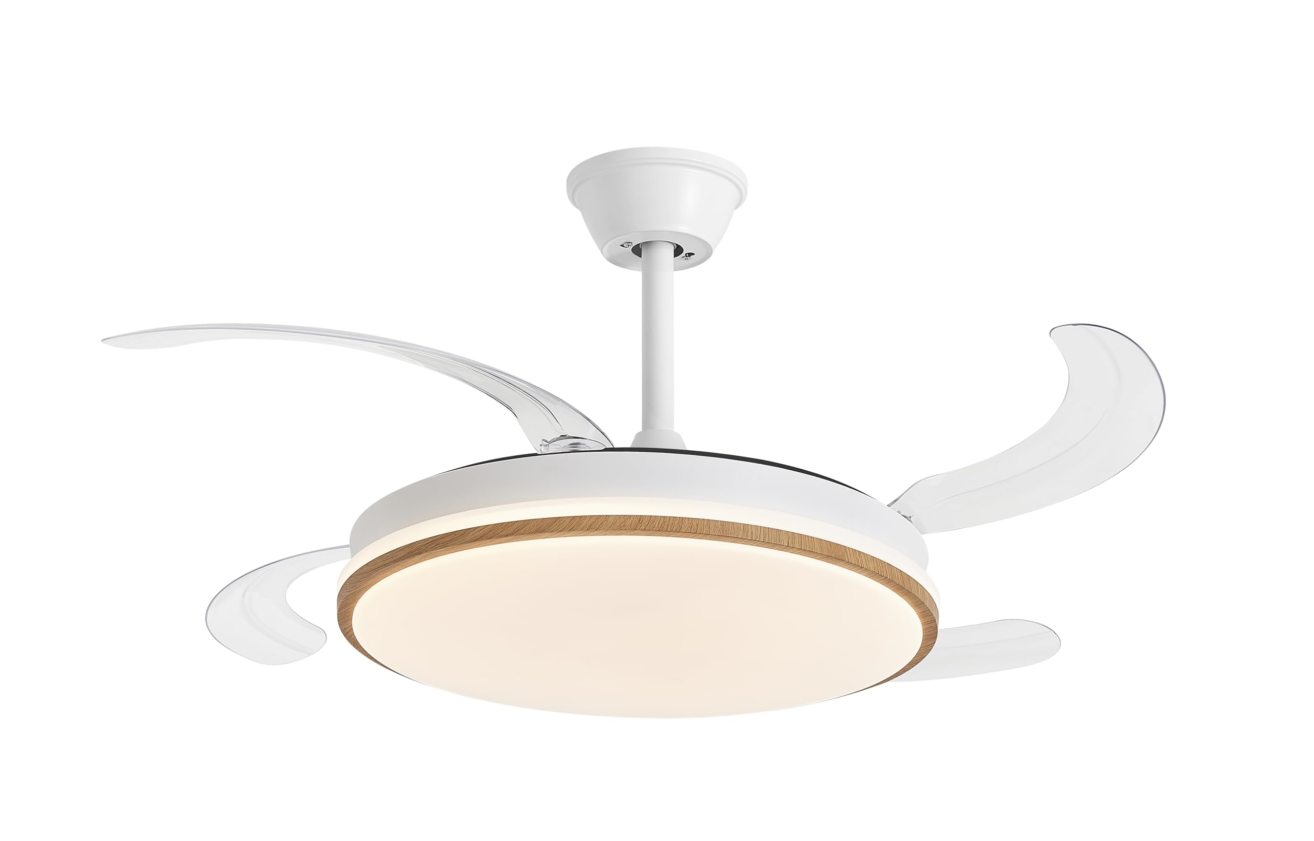 DUPI Ventilador de Techo con Luz LED COSMOS | Motor DC Silencioso | Función Verano e Invierno | 6 Velocidades | Programable | Aspas Retráctiles | Mando a Distancia | Blanco-Taupe