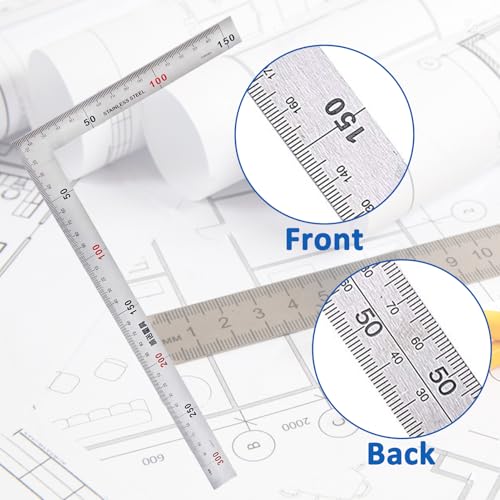 Siumir 150 x 300 mm Stainless Steel L Shape Square Ruler Double-Sided Right Angle Ruler - Image 2