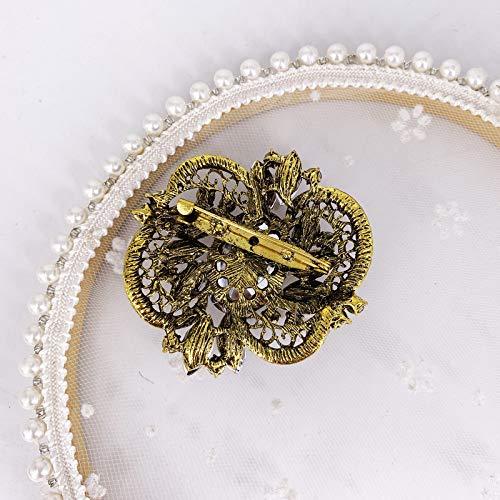 Image of LAXPICOL Women's Large Sparkly Crystal Flower Brooch Pin Fashion Statement Broach Pin