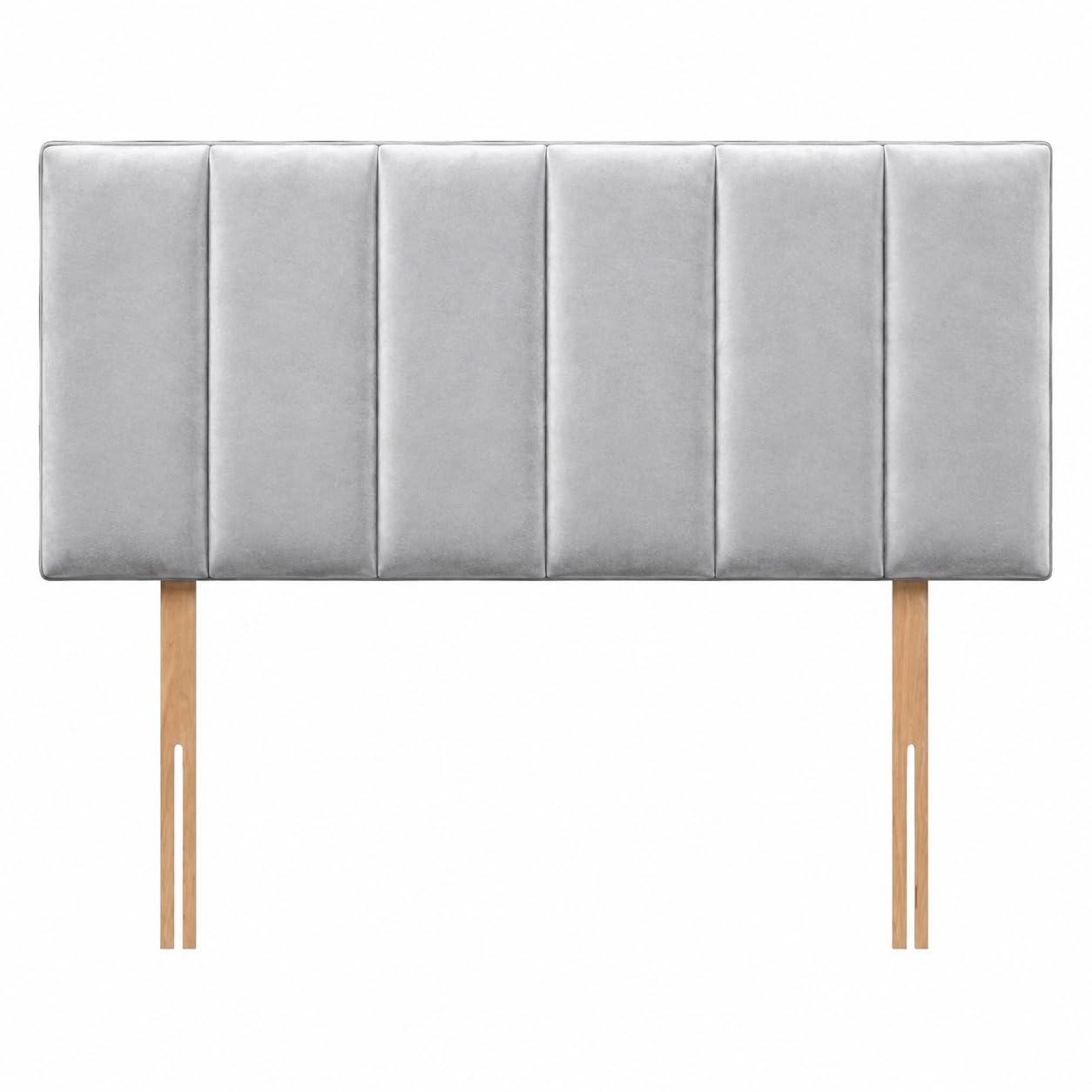 UK Bed Plush Fabric Upholstered Headboard 20 Inch High – Soft Padded Wooden Frame Backboard for Divan Beds (Silver, Small Single 2ft6)