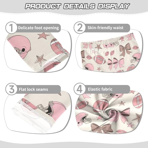 Girls Leggings Size 4T Football Bow Pink Yoga Stretchy Pants Comfortable Girl Clothes for Workout School3