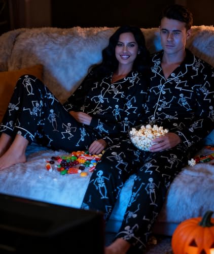 Image of RAISEVERN Couple Christmas Matching Pajamas Long Sleeve Pjs Set Sleepwear