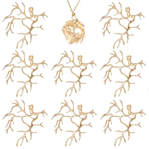 Yuanchu 8 piezas en blanco Prong colgante configuraciones, hecho a mano con forma de rama colgante bandeja de metal bisel colgante bandejas para manualidades collar fabricación de joyas, Cobre