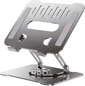 Suporte para Notebook Ajustável Base Giratória 360º Apoio Dobrável Laptop até 17 Polegadas Resistente Estável Ergonômico Articulado Portátil de Mesa em Metal