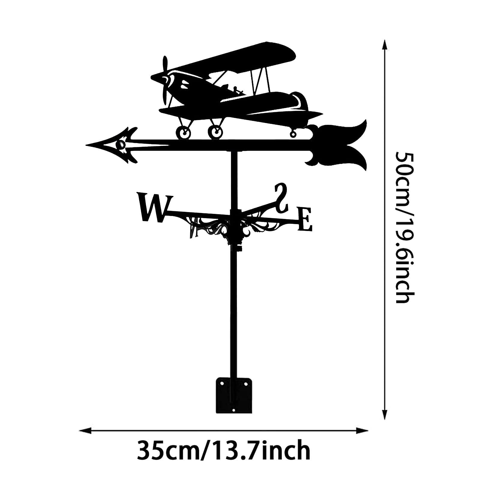 Wiatrowskaz Ornament Wiatrowskaz Metalowy wiatrowskaz Ogrodowy słupek Wiatrowskaz Wskaźnik kierunku wiatru na gospodarstwo Yard Wystrój domu Prezent (kolor: baner) (samolot)