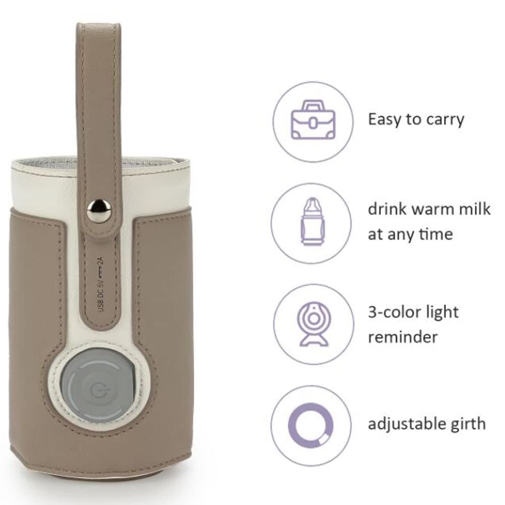 Aublinto Bouteille Isolation Manches,Refroidisseur De Biberon Usb,Couverture De Chauffe-Biberon De Chauffage ExtéRieur,Couverture De Thermos De Voyage