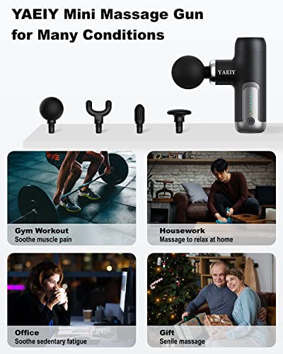 Yaeiy Mini Massage Gun, Portable Massage Gun For Deep Tissue Muscle, Handheld Small Massage Gun, Compact Powerful Massager With Case For Travel, Athletes,Office Gifts, Black #TOP3