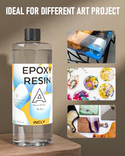 INCLY 32OZ Crystal Clear Epoxy Resin Kit, High Gloss & Bubbles Free Resin Supplies For Coating and Casting, Table Top, Countertop, River Table, Wood, Jewelry Making, Mold, Art Craft, Self Leveling 1:1 - Image 6