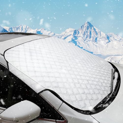 JelKen Car Windshield Cover, Heavy Duty Protective Windscreen Cover for Winter - Protects Against Frost, Snow, Ice, Sun UV, Dust - Fits Most Cars SUVs (145 cm x 100 cm)