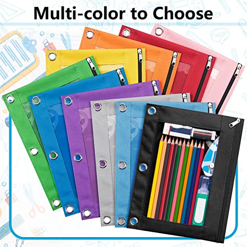 Forvencer Pencil Pouch For 3 Ring Binder, Binder Pencil Pouch With Smooth Zipper, Clear Window Pencil Case For Binder, Big Capacity 3 Ring Binder Pencil Pouch With 3 Reinforced Grommets, Sky Blue #TOP6