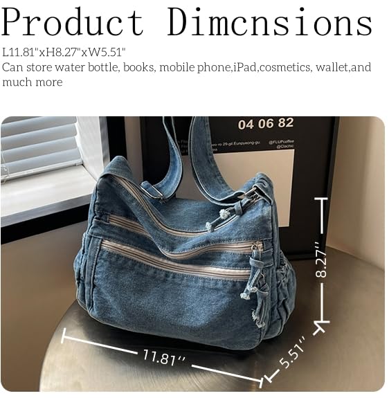 Image of Denim Purses for Women Denim Crossbody Handbags Jean Casual Lightweight Shoulder Tote Purse
