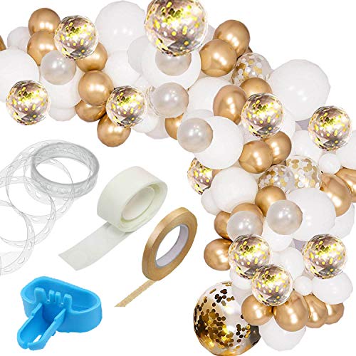 124 pcs Balloon Arch & Garland Kit - 16Ft Long Gold Confetti Balloon