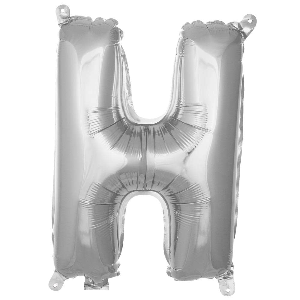 PARTİ VİTRİNİ H Harfi 16 İnç Gümüş Renk Folyo Balon 36 CM (Gümüş)