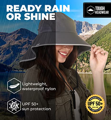 Tough Headwear Wide Brim Sun Hat For Men & Women - Mens Boonie Hats, Hiking, Landscaper Hat - Waterproof Sun Hat Dark Gray #TOP5
