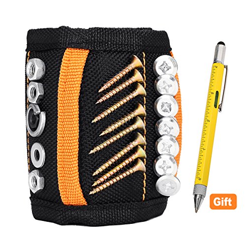 Magnetic Wristband+Multi-Functional Screwdriver Pen,15 Strong Magnets Adjustable Wrist Strap for Holding Screws,Nails, Drill Bits,Hammer,Tools - DIY Wood Working Handyman/Husband