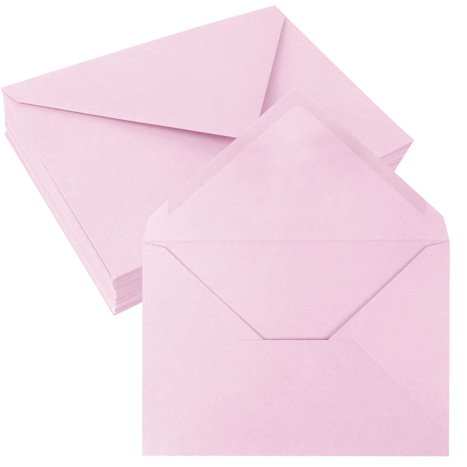 50 Pack 5x7 Envelopes Letter Size, Pink A7 Envelopes Self Seal for Wedding Invitation, Envelope 5.4x7.6 for Greeting Cards, Photos, Baby Shower, Graduation, Thank You Cards, Announcements