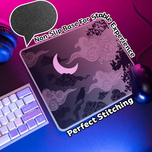Image of LEVELX Gaming Mouse Pad, Speed Type Smooth Surface, Moon and Crow Design, 24x20cm, 3mm Thickness