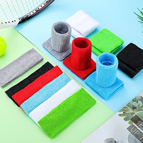 Hungdao Colorful Athletic Headband And Wristband Set For Kids, Girls, Boys, Women, Men - Sweat Absorbing Bands For Sports thumb #3
