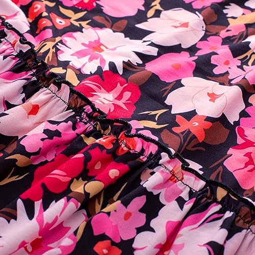 Image of GRACE KARIN Summer Dresses for Women 2026 Vacation,Smocked Floral Maxi Dress,Boho Beach Sundress with Pocket Fashion Clothing