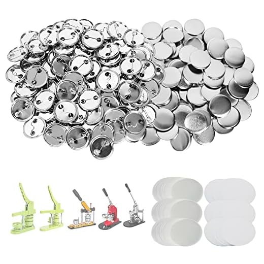 Mostme 300 Sets 32mm Button Parts Button Supplies, 1.25 inch Blank Button Badge Parts, Round Button Making Supplies, Includes Metal Button Pin Back Cover, Metal Shells, Blank Paper&Clear Film