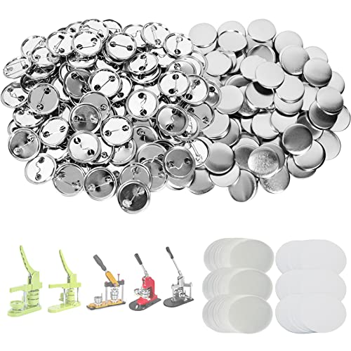 Mostme 300 Sets (1200 Pcs Total) 1.25 inch Button Maker Supplies, 32mm Button Supplies Parts for Buttons Maker Machine, Buttons Making Supplies Includes Metal Pin Back&Shells, Blank Paper&Clear Film by Mostme - Used condition - US$25.55