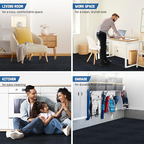 Image of Yes4All EVA Interlocking Mats, Puzzle Floor Tiles, Foam Floor Padding with Border for Furniture, Home Space, Living Room, Garage