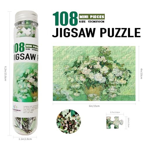 KALEIDOMINI-108 piezas rompecabezas pequeños para adultos - Serie de pinturas al óleo de Van Gogh, 6 x 4 pulgadas, 3 paquetes, rompecabezas mini desafiantes miniatura 5