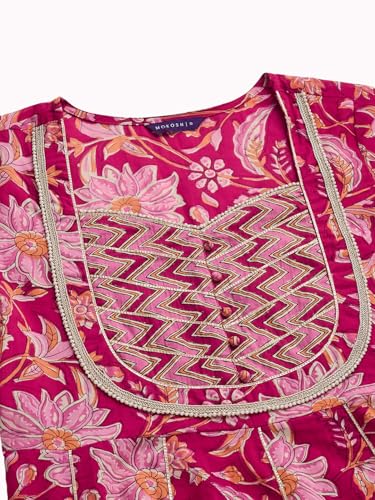 Image of MOKOSH Women's Cotton Printed Peplum Kurta Sharara Set with Dupatta | Ethnic wear| 3 Piece Outfit | Floral Printed | Square Neck