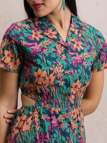 Image of Tokyo Talkies Women's Short Sleeves Open Collar Printed Dresses | Stylish Dresses | Casual Dresses