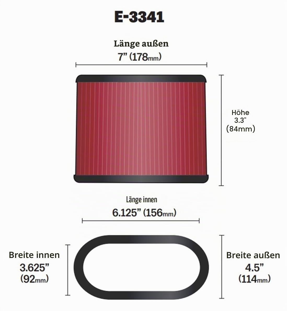 K&N E-3441 Waschbarer und wiederverwendbarer KFZ Custom Luftfilter