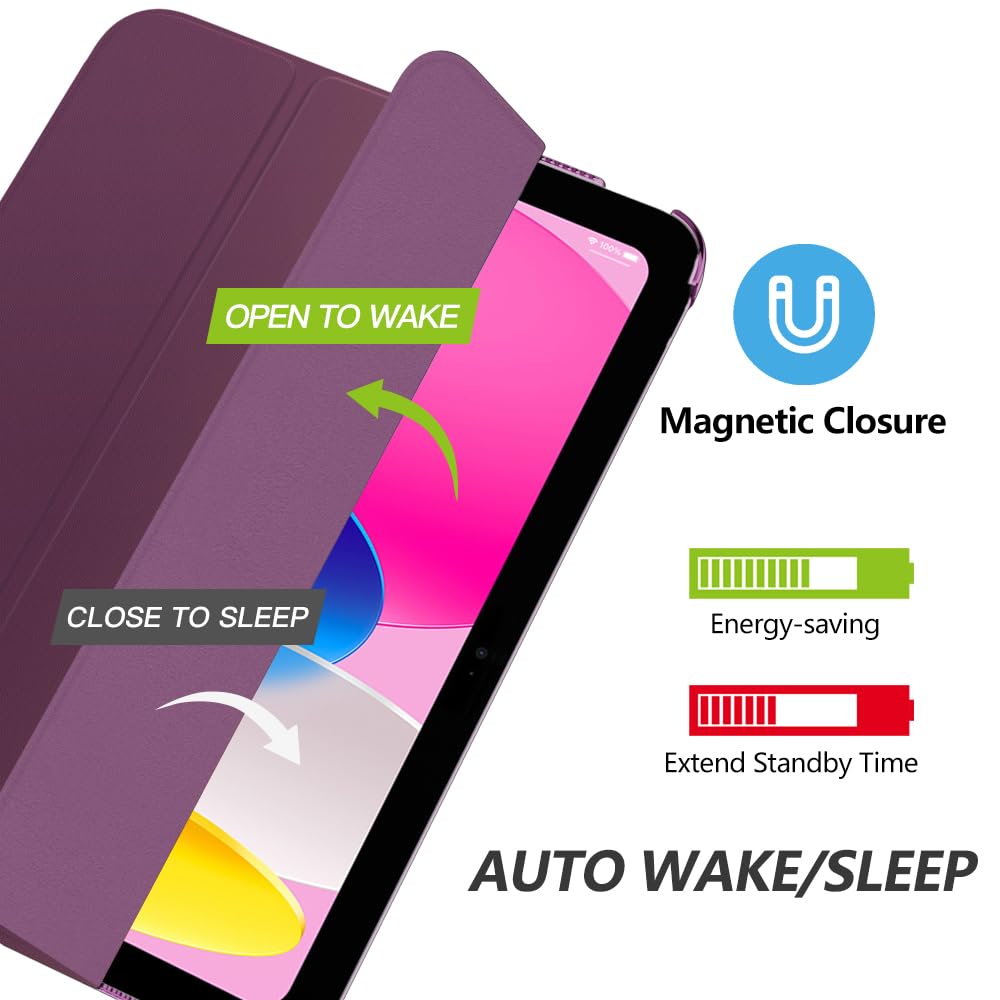 MoKo Cover Custodia iPad (A16) 11a Generazione 2025 /iPad 10a Generazione 2022, Cover Custodia Protettiva per Supporto Ultrasottile con Copertura Posteriore Traslucida in PC Rigido, Viola Scuro