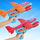 Aizoer Airplane Launcher Toy, 2 Flight Mode Catapult Toy, 12.6" Throwing Foam Plane with Launcher To