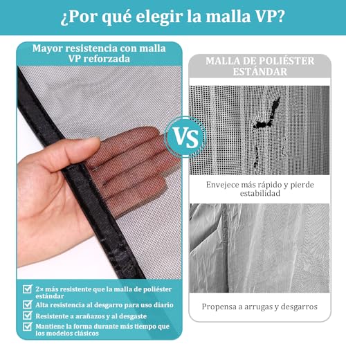 Miniatura 6 de Puerta Magnética Apalus Vp- Antimosquitos De Alta Resistencia, Cierre Automático De Arriba A Abajo, Mantiene El Aire Fresco Dentro Y Los Bichos Fuera 90x210cm, Negro