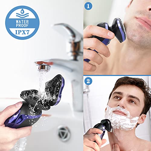 Rasierer Herren Elektrisch, 4-In-1 Elektrischer Rasierapparat Nass- und Trockenrasierer IPX7, Elektrorasierer mit Präzisionstrimmer Bartschneider, USB Charge Station, 99-120Min Laufzeit, LCD-Display - Image 6