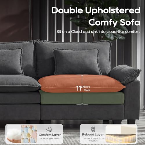 Image of URRED Oversized Modular Sectional Sofa,Dark Gray:157 inch U Shaped