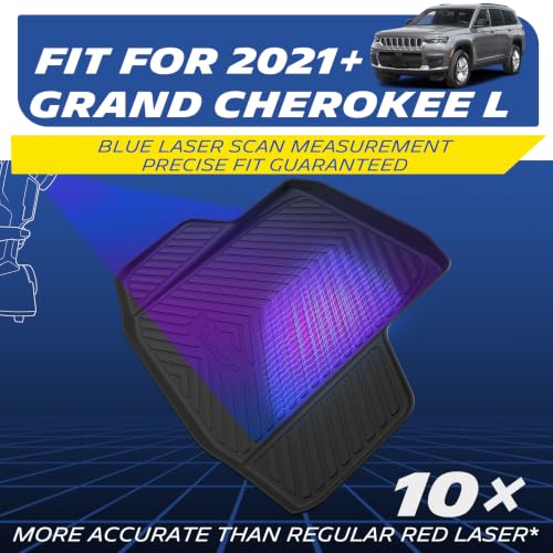 Image of Michelin Vehicle Mats for 2021-2026 Jeep Grand Cherokee L (3 Piece) | All-Weather TPE Custom Fit Liner, Premier